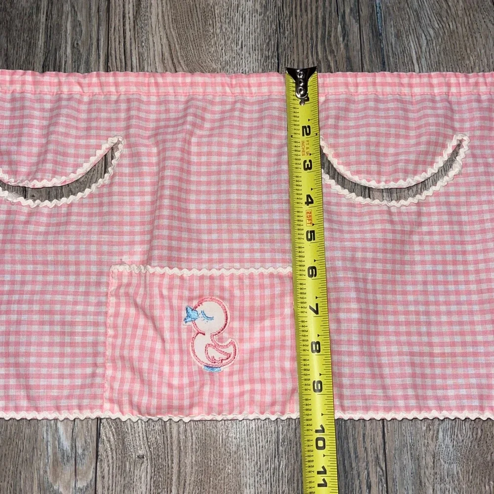 Vintage Pink Gingham High Chair Stroller Cover Embroidered‎ Duck Plastic Lined